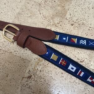 Zep-Pro Men's Leather Belt Canvas Webbing Maritime Signal Flags Size 30 Brass